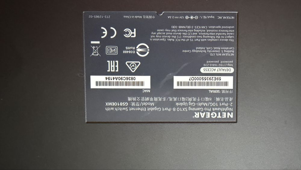 Netgear SX 10 Nighthawk pro gaming Gigabit switch