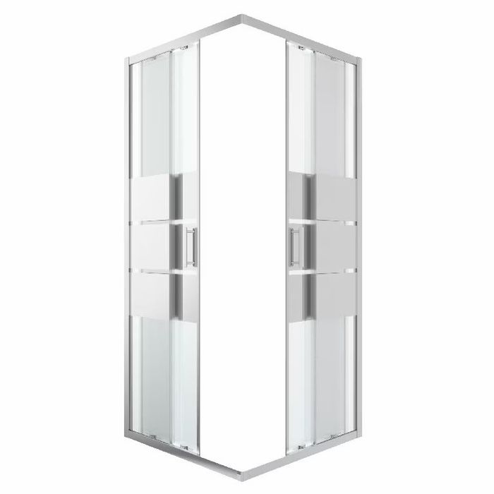 Cabina dus standard GoodHome Beloya, patrata,  90 x 90 x 195 cm, sticla oglinda, profil crom