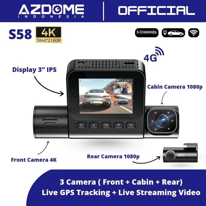 AZDOME S58 — это продвинутый 3-канальный автомобильный видеорегистра