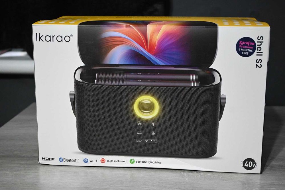 Караоке машина с дисплей и екран за текст на песен, 2 микрофона, 140W