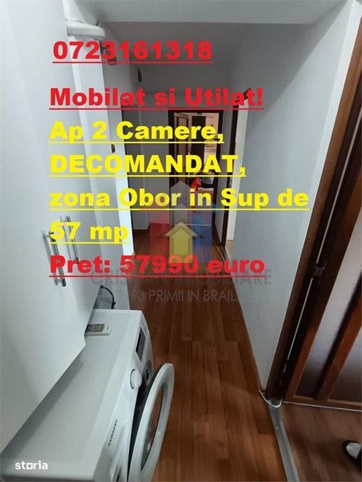 Ap 2 Camere, decomnadat, zona Obor 57 mp, Mobilat siUtilat