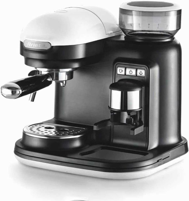 Кафемашина Ariete Espresso Moderna с вградена кафемелачка и ръкохватка Бяла