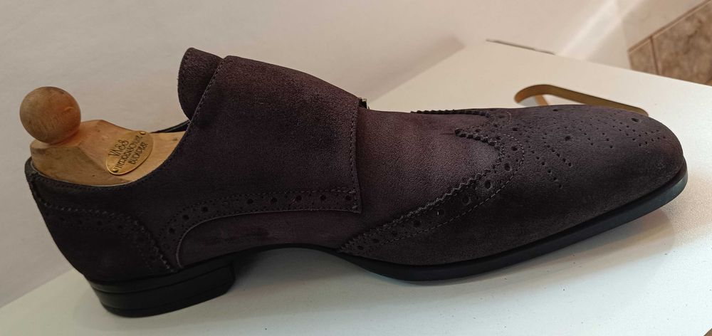 Pantofi monk 44 44.5 de lux GREVE NOI lucrati manual piele naturala