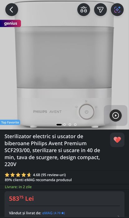 Sterilizator si Uscator de biberoane Philips Avent Premium