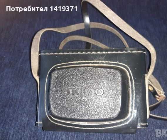 Черен калъф от естествена кожа за фотоапарат с презрамка Ломо / Lomo