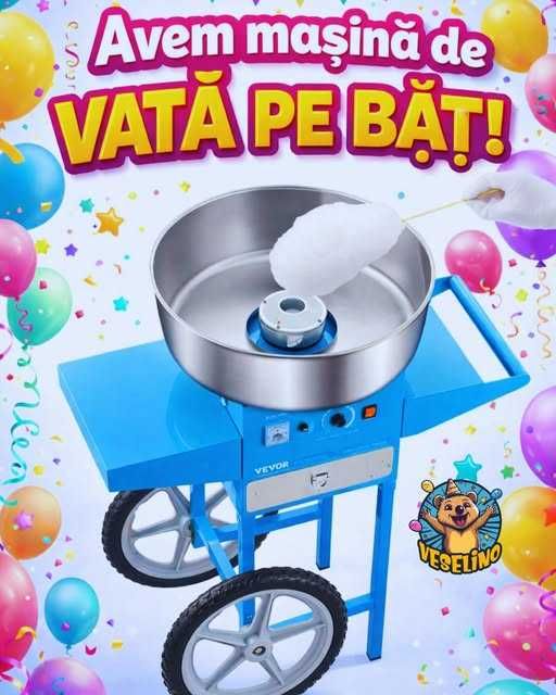 Vată de Zahăr & Popcorn pentru Petreceri Copii - Veselino Events