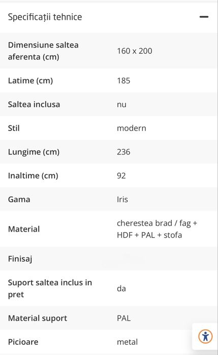Pat crem 160x200 – aspect premium, foarte solid si stabil