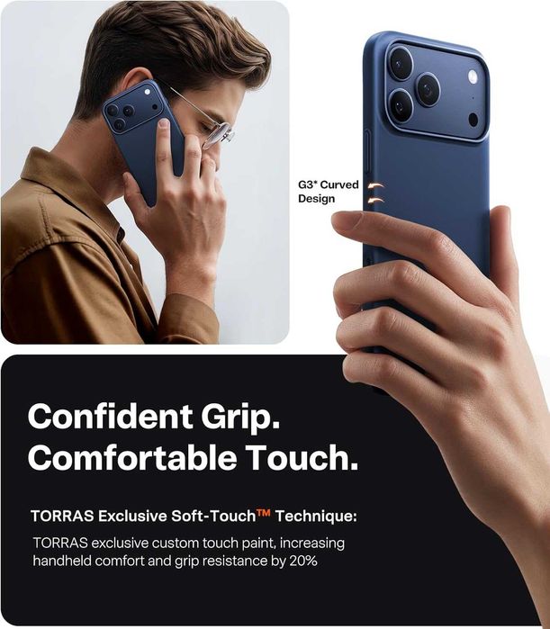 Husa TORRAS pentru iPhone 17 Pro, Ultra-Thin, culoarea Blue