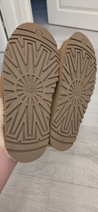 UGG Papuci de casa din piele intoarsa cu captuseala din lana Disquette, Maro camel