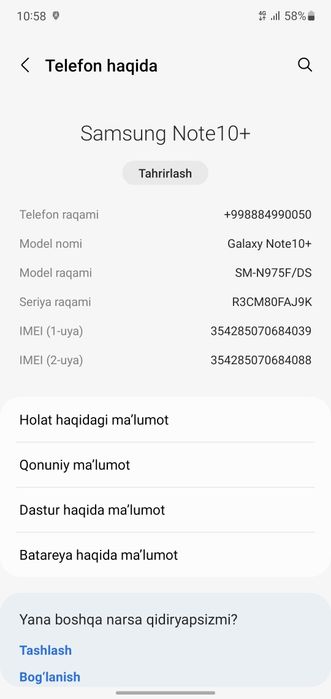 sotiladi samsung note 10+