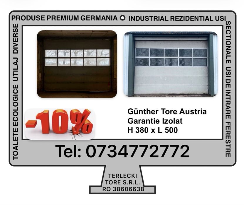 USA SECTIONALA INDUSTRIALA Gunther  poarta garaj H 380x L 500 Garantie