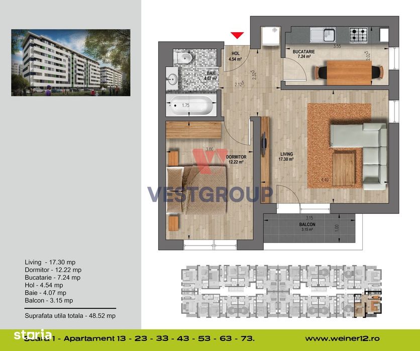 Apartament 2 Camere WeinerResidence Militari Direct Dezvoltator