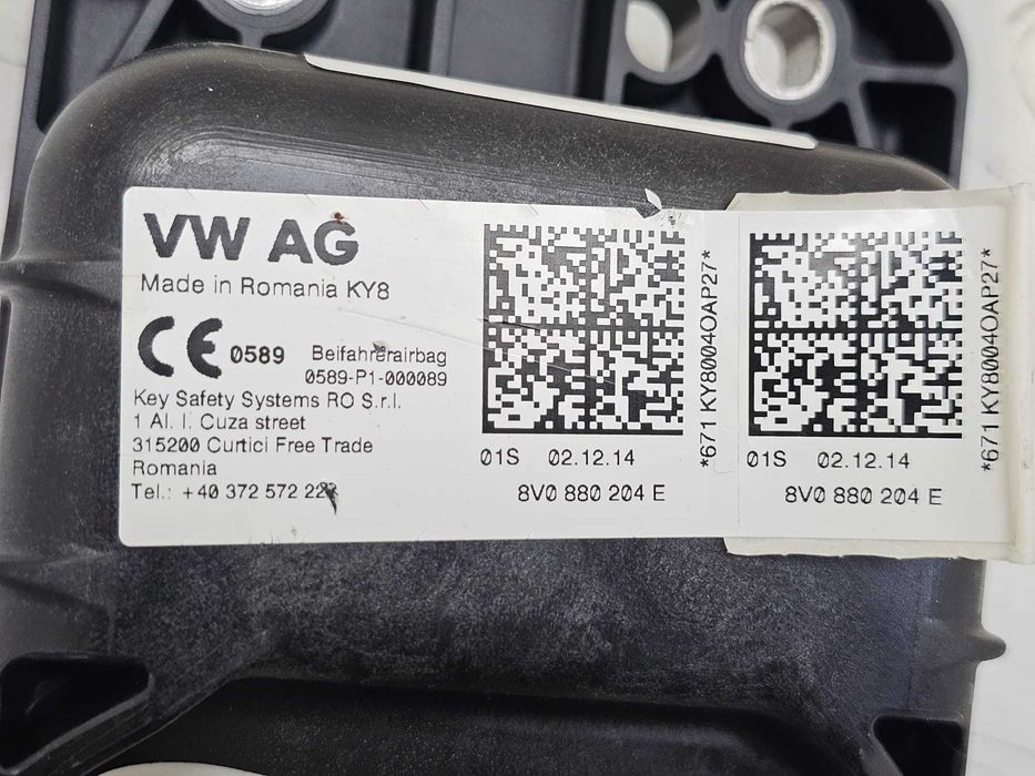 Airbag pasager bord Audi A3 8V / S3 2015 1.6 TDI Cod OEM: 8V0880204E (5F3)