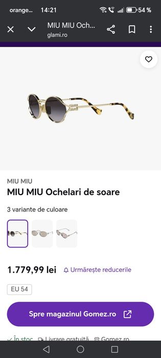 Ochelari de soare miu miu