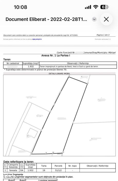 Teren intravilan ,1.932  mp , Marisel
