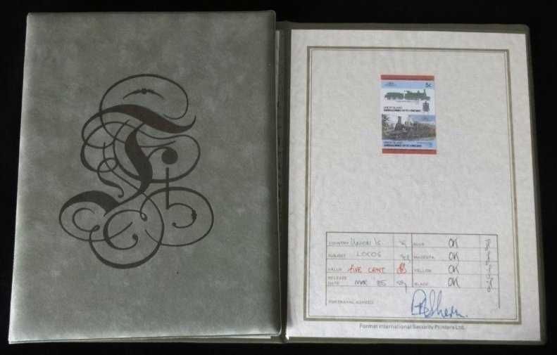 St. Vincent Grenadines 1985 Trains Progressive Proofs Signed to 5C
