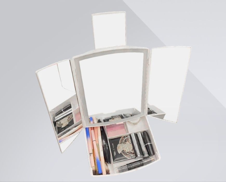 Сгъваемо козметично огледало 3in1 LED С органайзер за грим