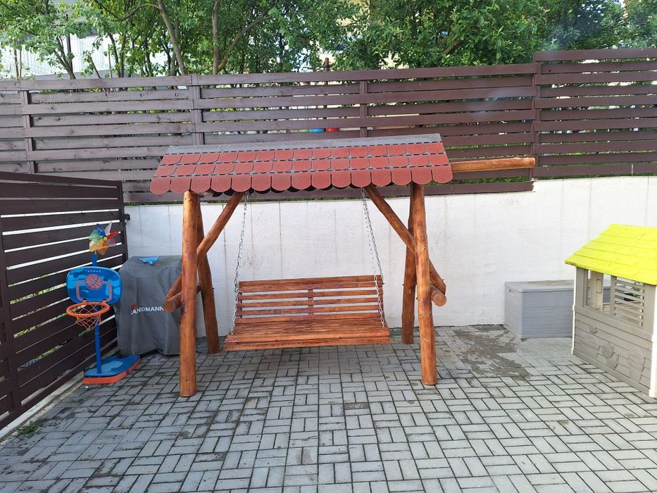 Balansoar  leagan  lemn  rotund  cu 2 pui