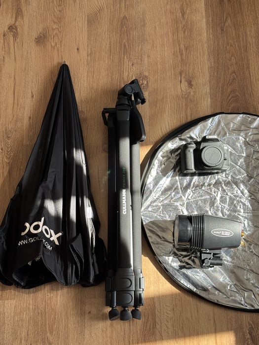 Canon 90 D accesorii Godox si trepied