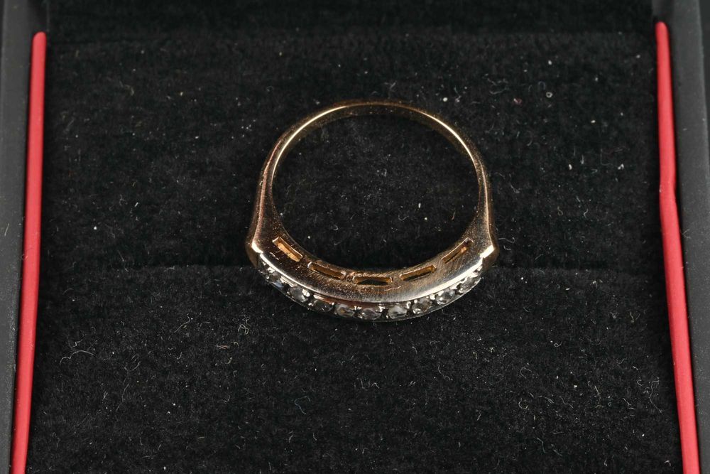 Пръстен Злато 750 ( 18К) и Платина 9 диаманта, размер 53