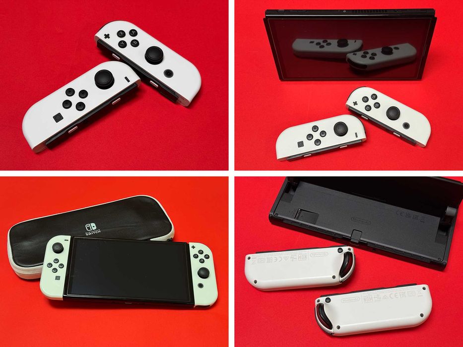 Nintendo Switch OLED Albă 64GB Modată + Husă & Folie Ecran + Jocuri la alegere