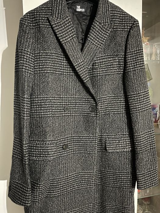 Palton The Kooples model Trend HMAN25005K, lână, carouri gri
