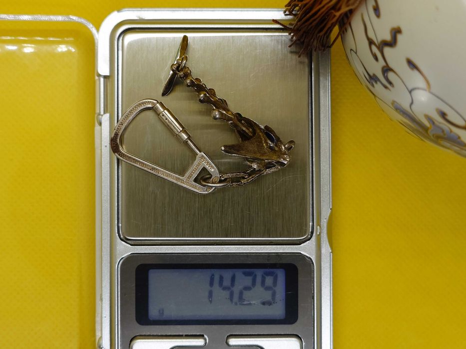 Breloc UNOAERRE argint 925 | schelet pește email turcoaz