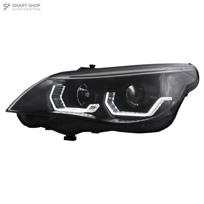 Faruri 3D LED Angel Eyes BMW Seria 5 E60 E61 (2003-2007) LCI Design Ne