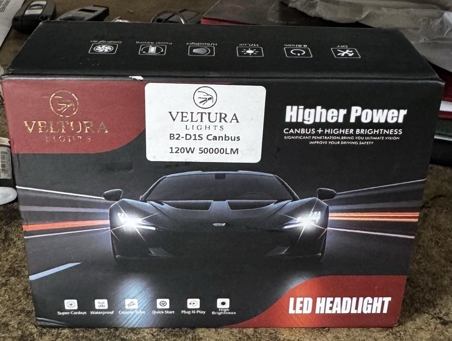 Set becuri LED auto Veltura Lights B2-D1S Canbus 120W 50.000lumeni