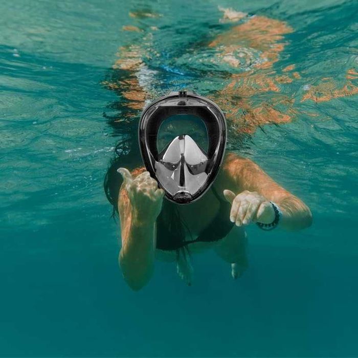 Masca snorkeling L/XL full-face vizibilitate 180° sistem anti-aburire