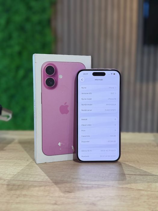 iPhone 16 128Gb PINK/Baterie92%/Garantie 12 luni @atsgsm.ro