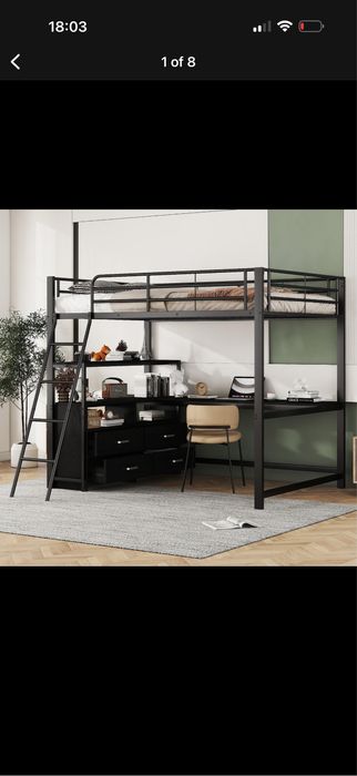 Pat Supraetajat cu Birou si dulap Metalic/MDF Fleiks Germania