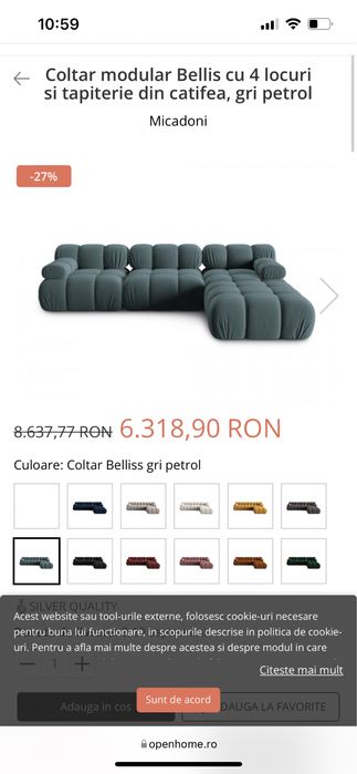 Coltar modular Bellis cu 4 locuri
