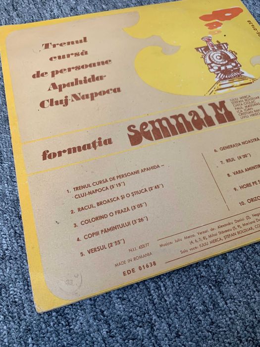 Disc Vinil Semnal M - Trenul cursa de persoane Apahida Cluj-Napoca disc vinyl LP