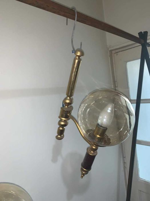 Candelabru cu noua brate si doua aplice de perete din alama