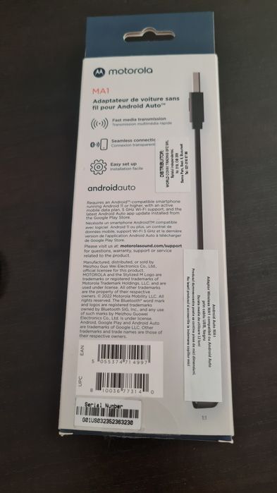 Adaptor wireless  Android Auto Motorola MA1