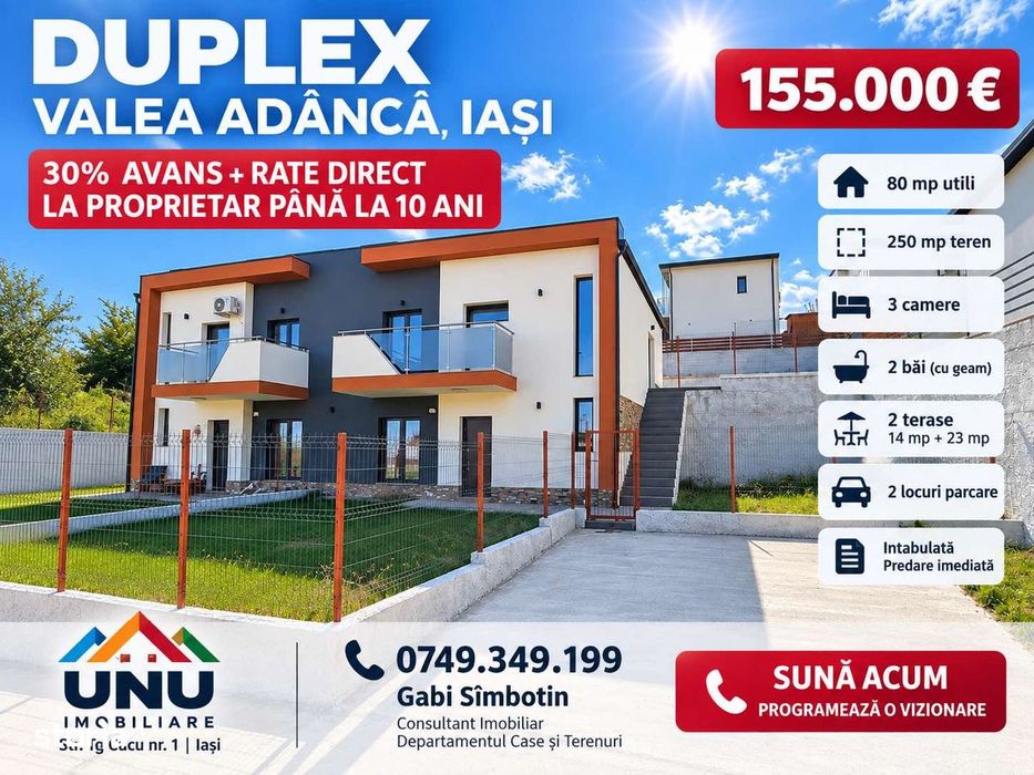 Duplex Valea Adâncă, rate la proprietar până la 10 ani, 30% avans