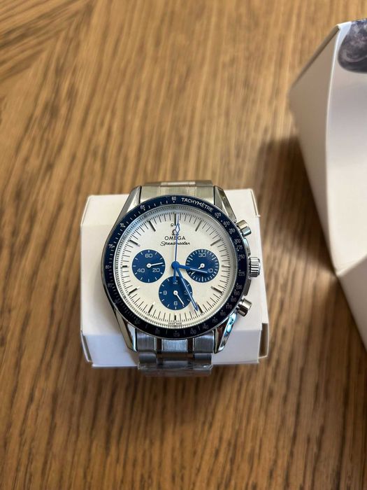 Ceas Omega Speedmaster – NOU, cutie + acte, model alb/albastru