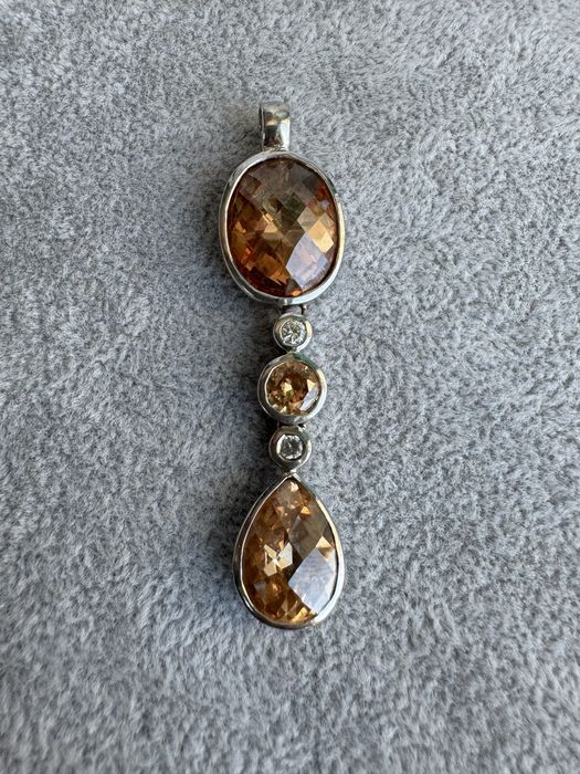 Pandantiv din argint, citrin si cubic zirconia
