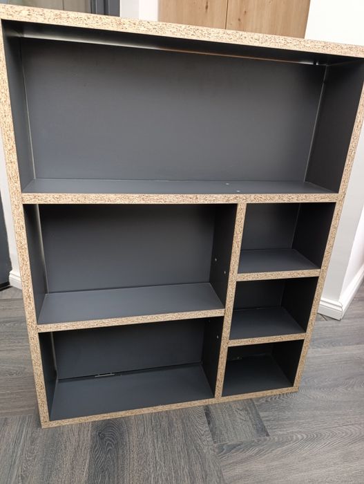 Birou cu raft de perete gri antracit