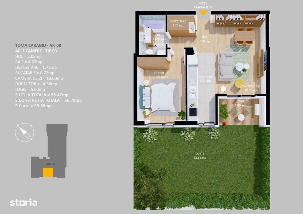 Apartament 2 camere curte 54 mp Pipera OMV Proiect Finalizat 2026