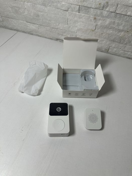 Sonerie usa inteligenta fara fir distanta 30m Wi-Fi, cu camera, schimbare de voce, stocare imagini in cloud, alb