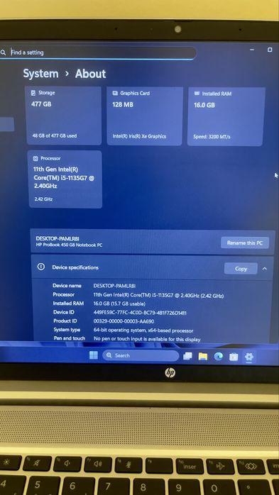 Laptop HP ProBook 15” i5-1135G7 SSD 500GB 16GB RAM