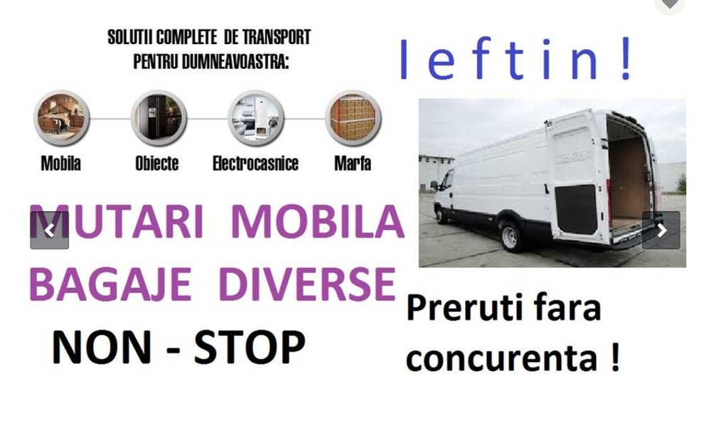 Transport marfa mobila mutari Debarasari Ridic moloz saci