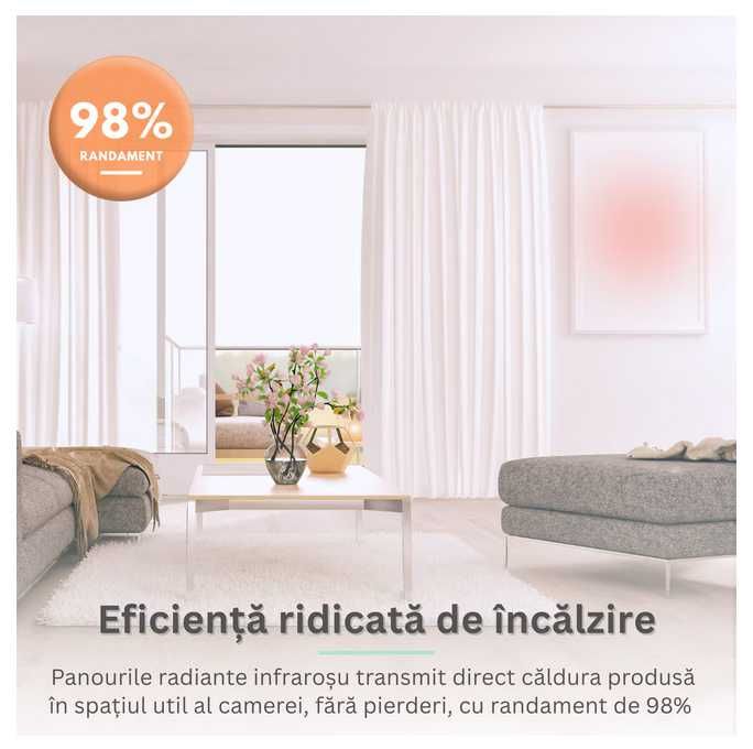 Panou radiant cu infrarosu NovoSun 600W, cu termostat programabil