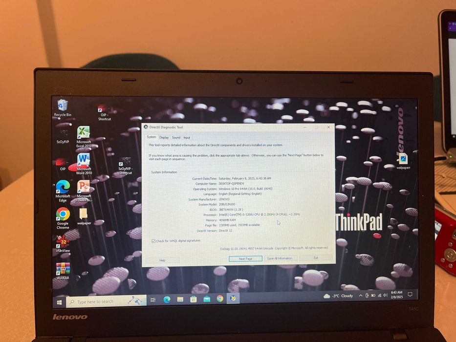 Lenovo Thinkpad T450 I5 gen 5 ssd  4 gb ram , 14.0" HD+ ideal diagnoza