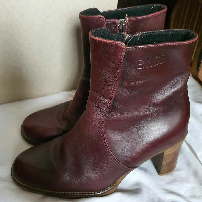 Ghete / botine cu toc piele visinii