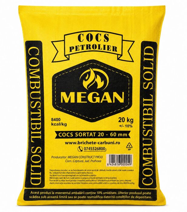 Cocs sortat.Granulatie 20-60 mm.umiditate 7 %Doar cu programare