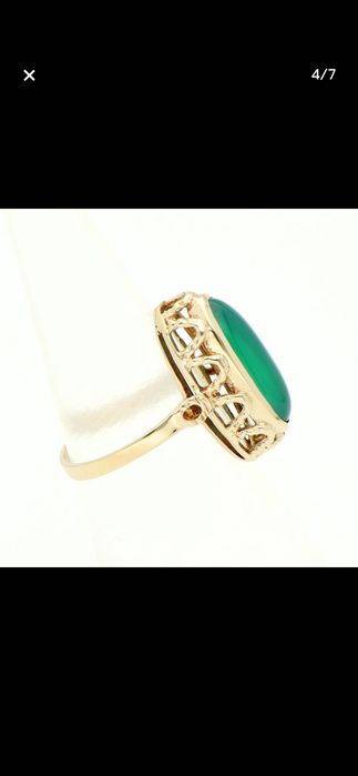 Inel aur galben 14ct cu jade imperial