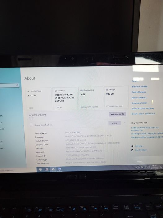 Laptop Asus K53SD , i7- 2670QM , 8 GB,  hdd 1 TB  , 15.6"